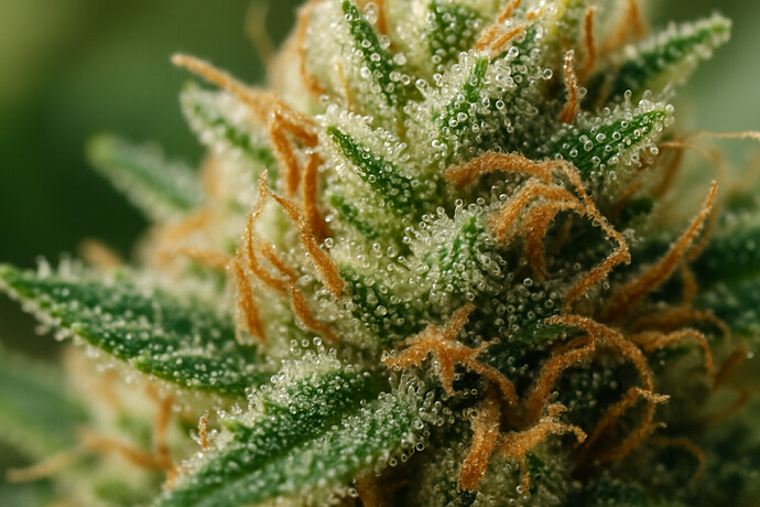 Trichome auf einer Cannabispflanze, in denen Terpene gebildet werden.